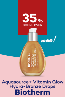 Aquasource+ Vitamin Glow Hydra-Bronze Drops com destaque promocional de 35% sobre pre&ccedil;o de Venda ao P&uacute;blico Recomendado